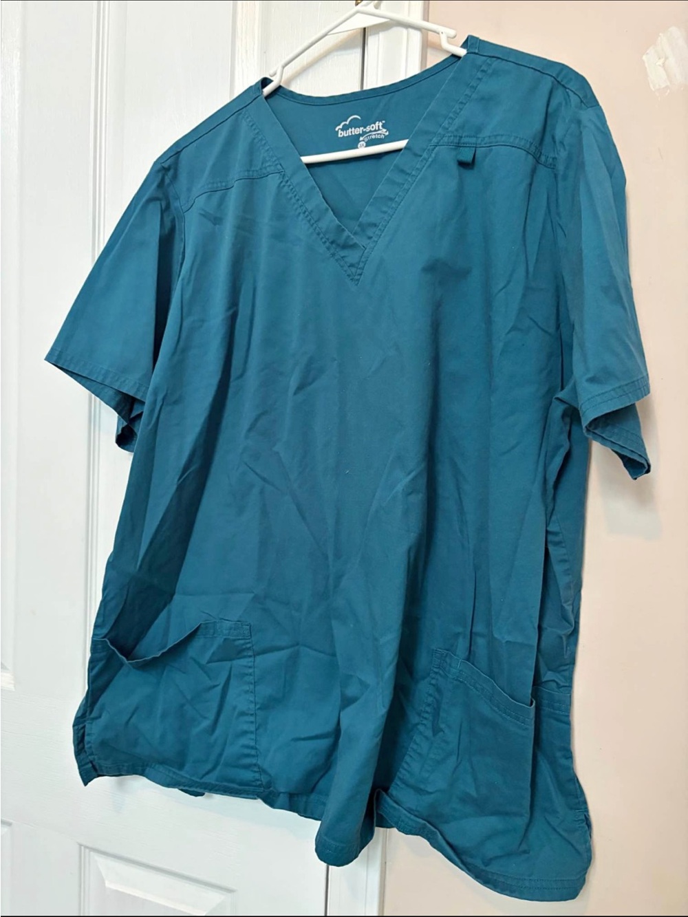 Butter Teal V-Neck Short Sleeve Scrub Top - Men